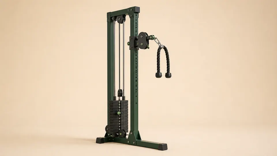 A cable tower with a rope attachment secured near face height.